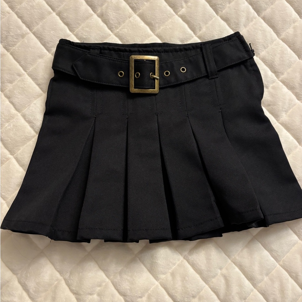 French Toast Black Mini Skirt with Belt